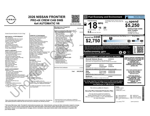 2026 Nissan Frontier PRO-4X Crew Cab 4X4's photo