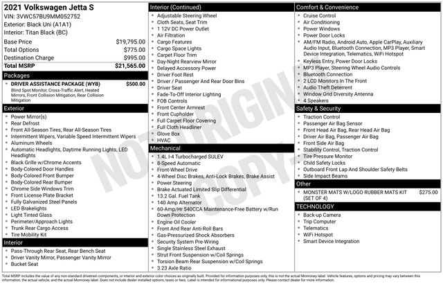 2021 Volkswagen Jetta S