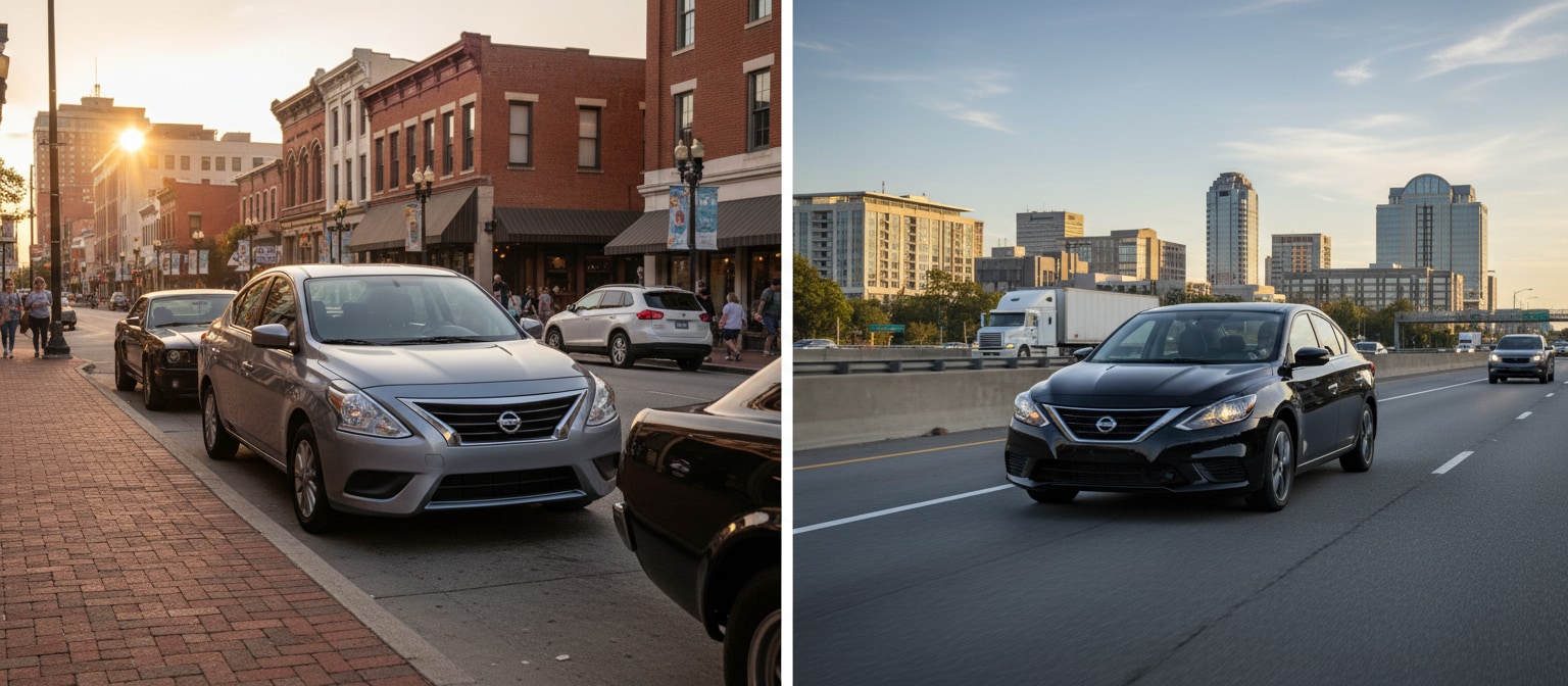 Nissan Versa and Sentra compact sedans for student commuting in Birmingham.