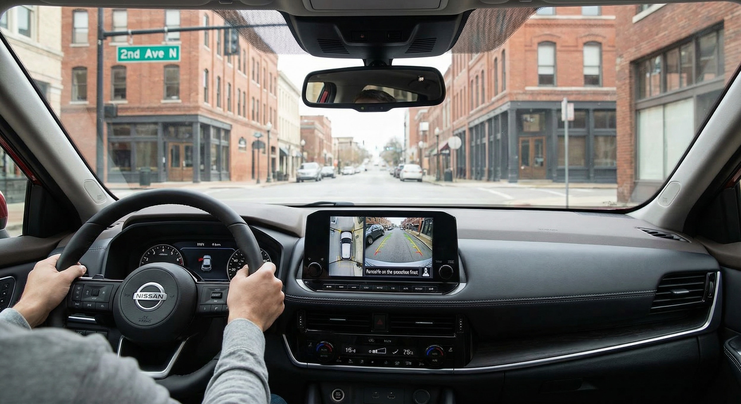 Nissan Intelligent Around View Monitor parallel parking in Downtown Birmingham.