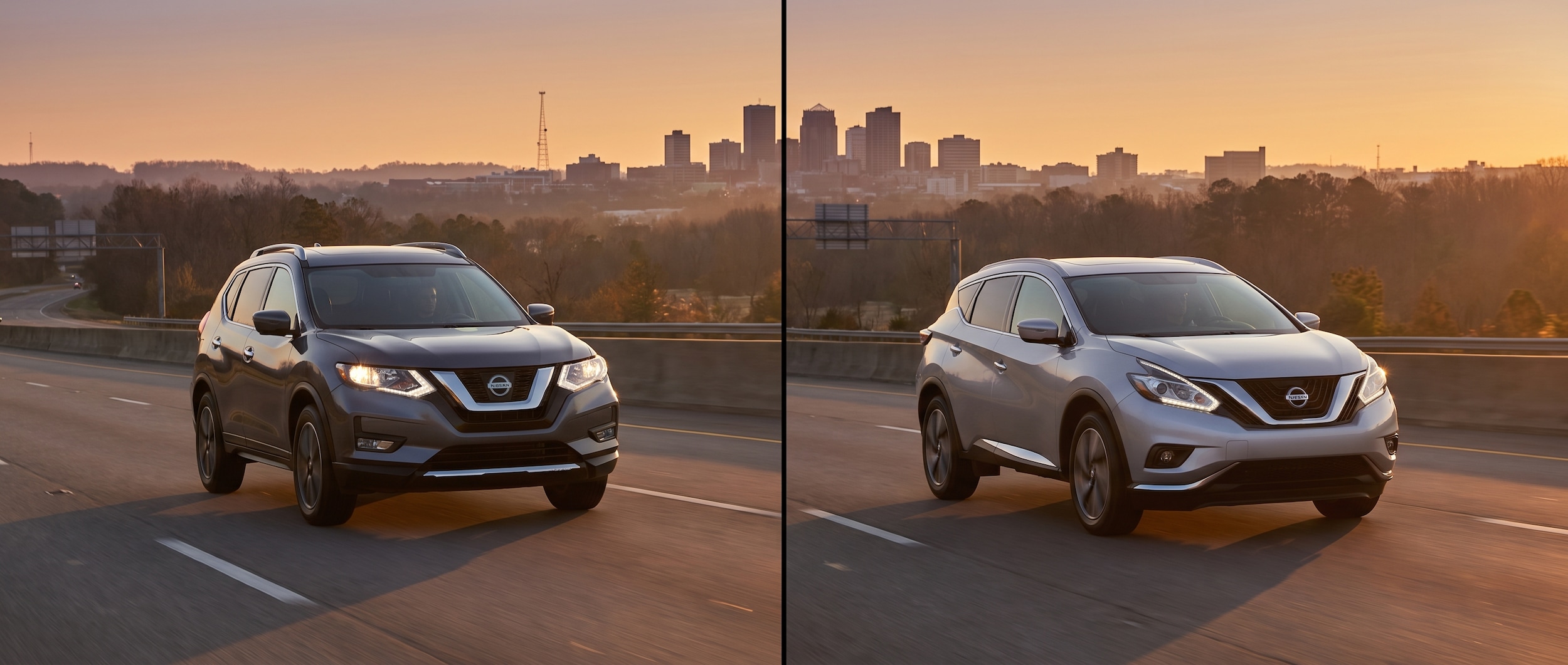 Nissan Rogue and Murano comparison on US-280 in Birmingham, AL