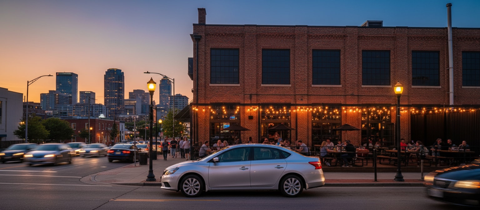 Nissan Sentra parked at Avondale Brewing Company in Birmingham, AL