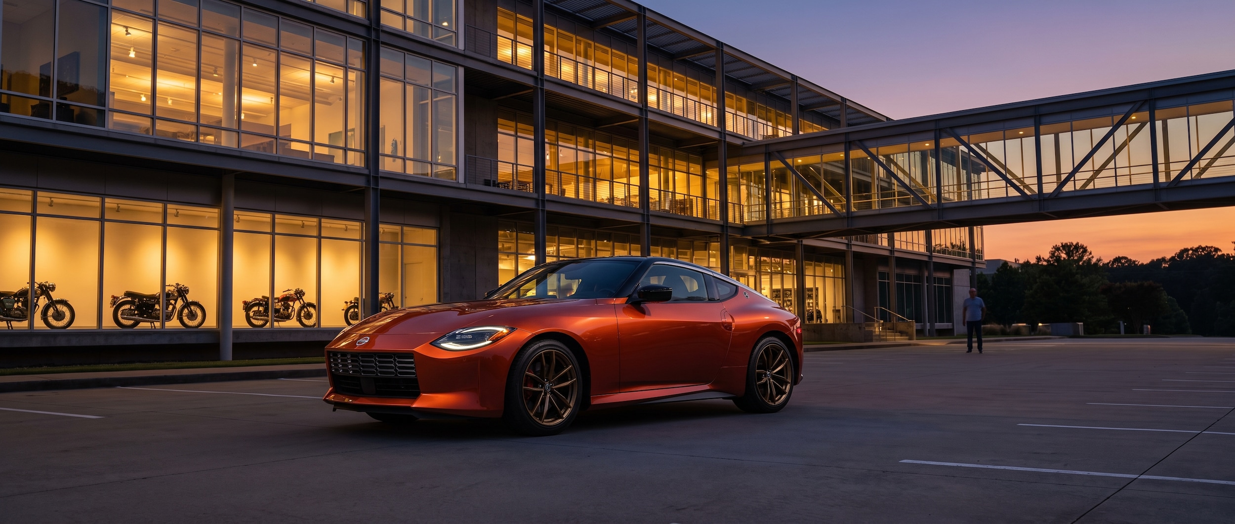 2026 Nissan Z parked at Barber Vintage Motorsports Museum in Leeds, Alabama on a summer evening