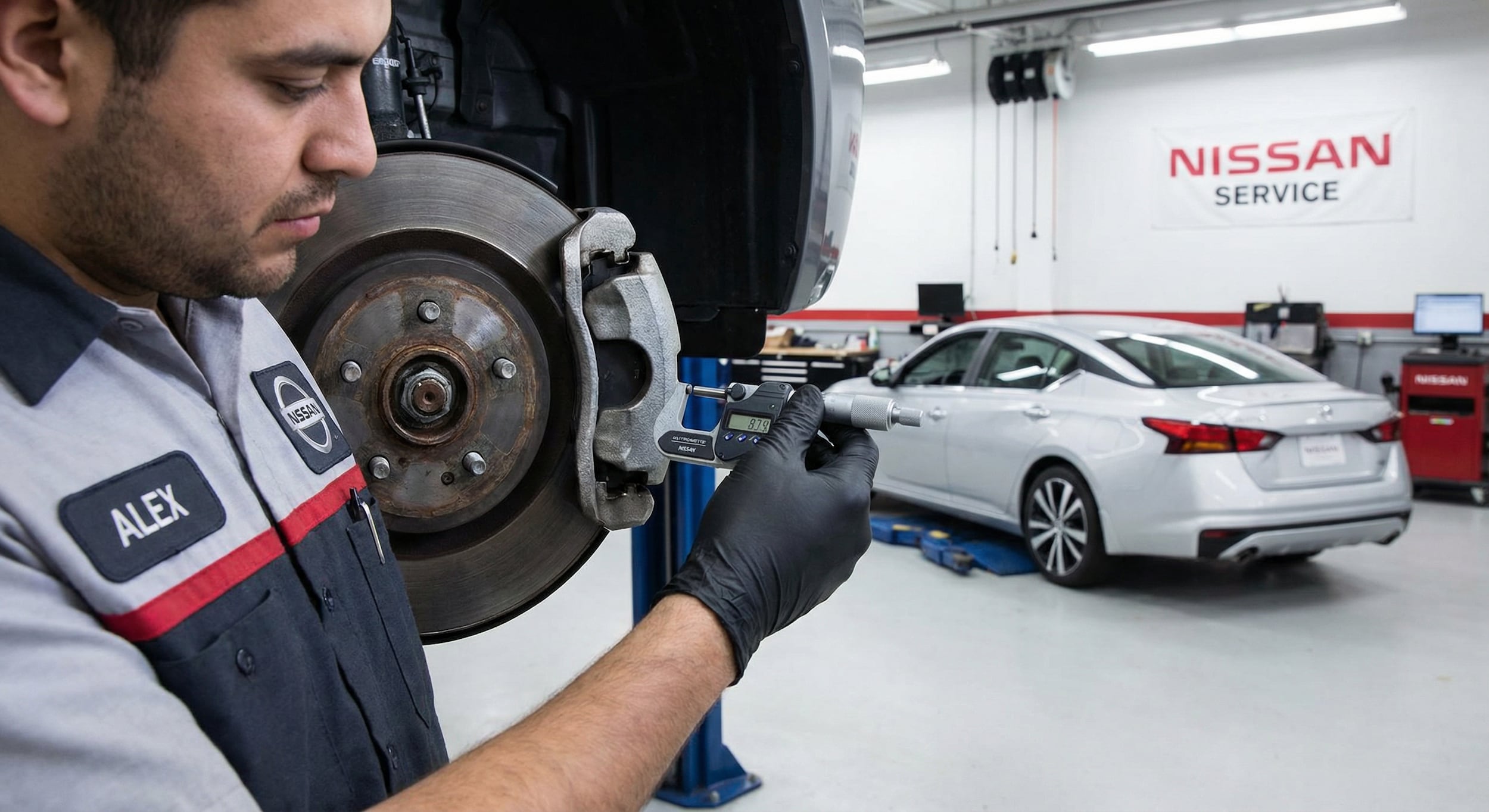 Nissan brake service and rotor inspection Birmingham