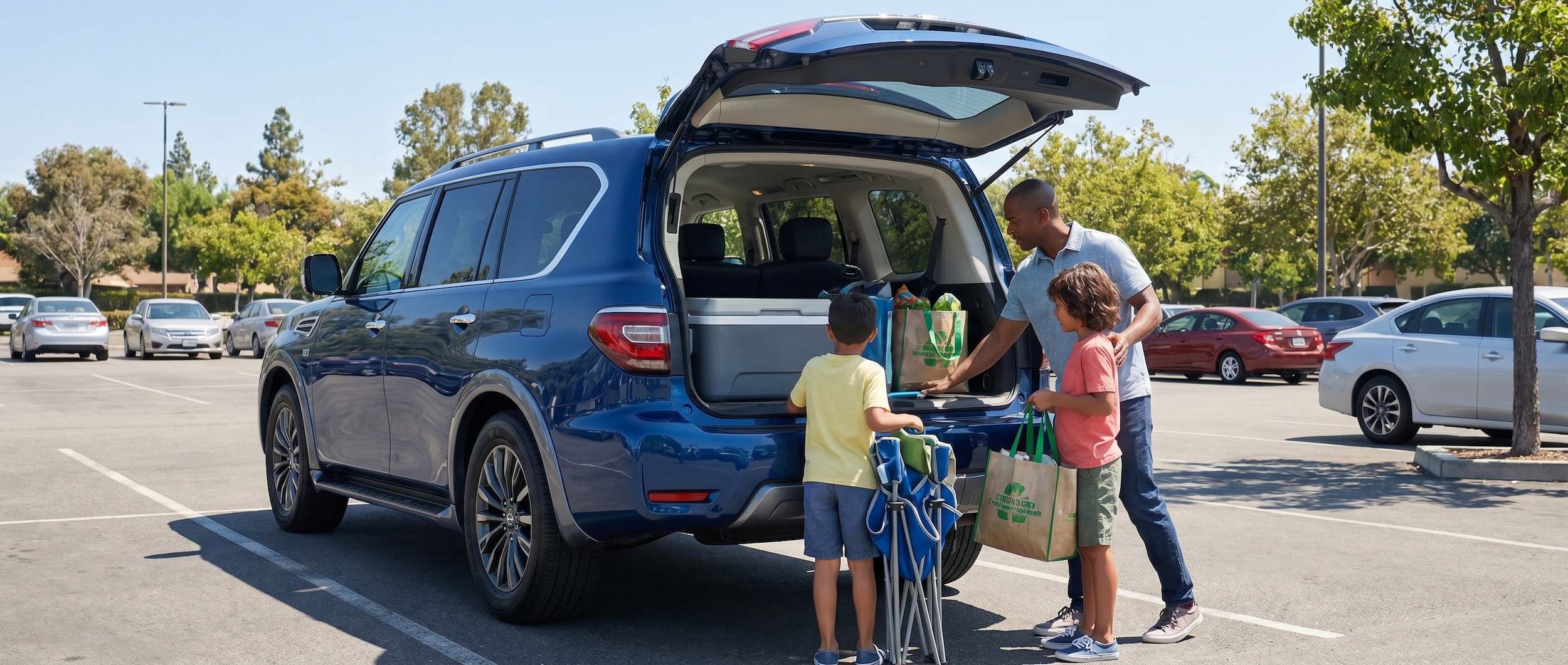 Nissan Armada cargo space loaded with BBQ supplies in Birmingham, AL
