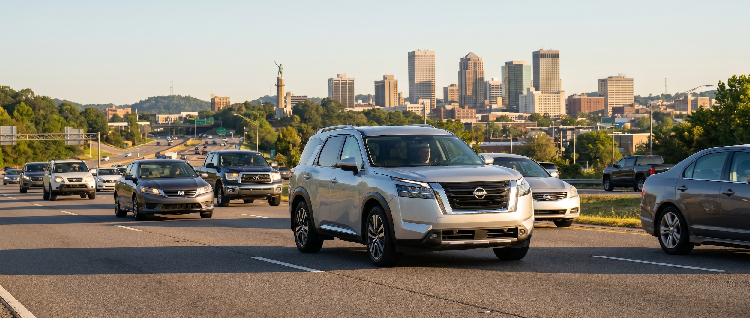 Nissan Altima navigating US-280 traffic in Birmingham, AL with ProPILOT Assist engaged