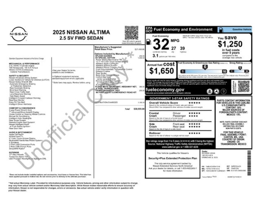 New 2025 Nissan Altima 2.5 SV Sedan