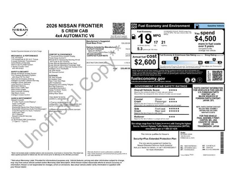 2026 Nissan Frontier Crew Cab 