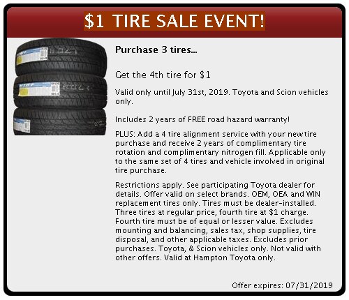Toyota Tire Sale >> Service Specials Hampton Toyota Toyota Tire Sale >> Service Specials Hampton Toyota
