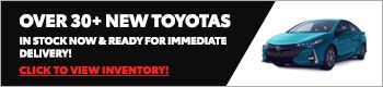 New Toyotas in stock and ready for immediate delivery mobile promotion banner