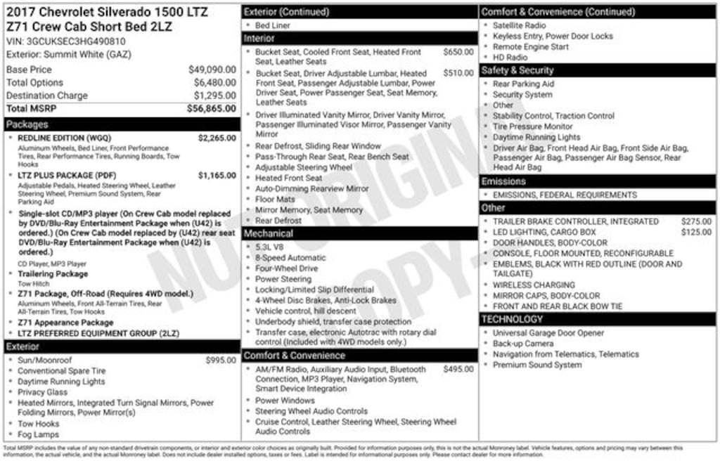 Used 2017 Chevrolet Silverado 1500 LTZ Truck