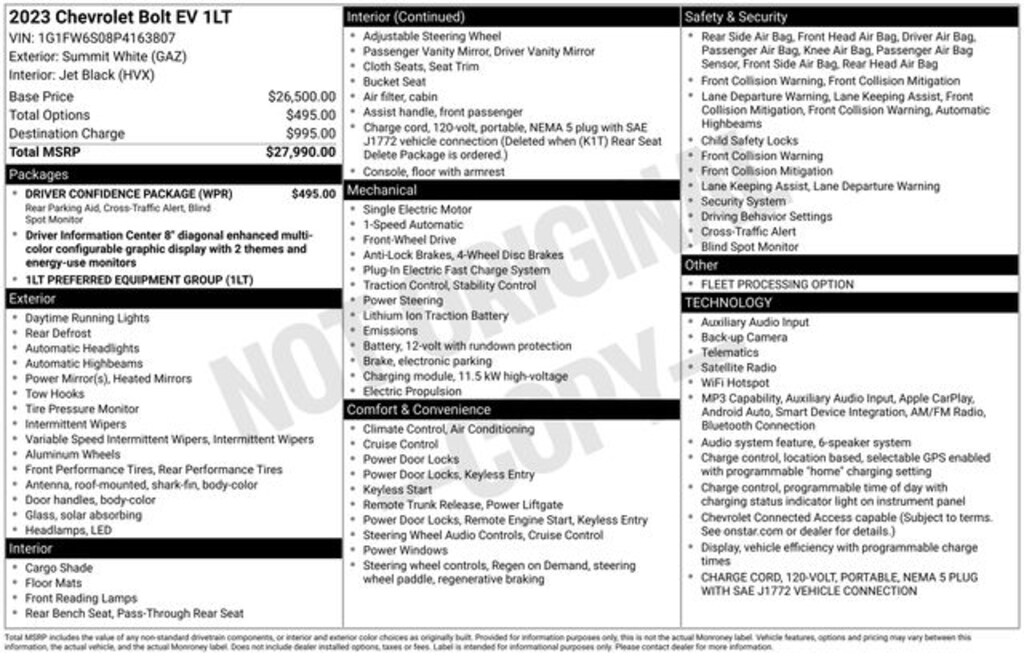 Used 2023 Chevrolet Bolt EV 1LT Wagon