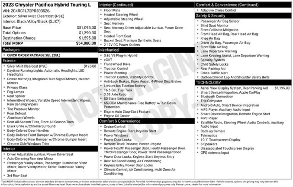 Used 2023 Chrysler Pacifica Plug-In Hybrid Touring L Minivan/Van