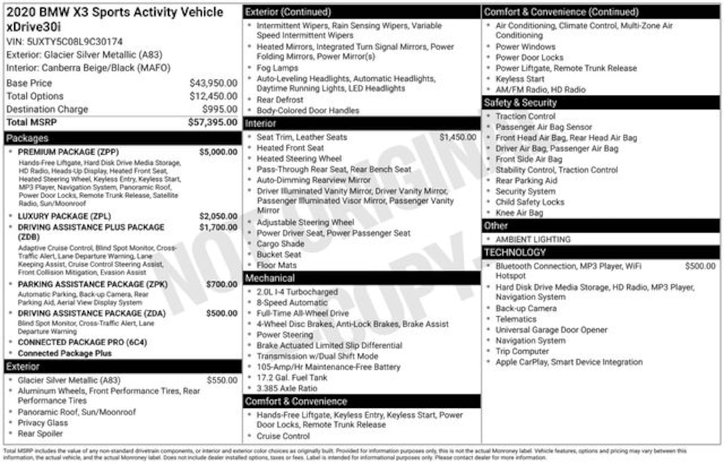 Used 2020 BMW X3 xDrive30i SUV