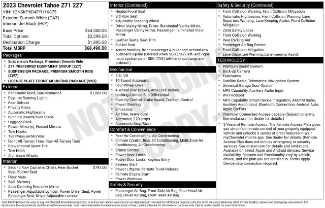 Used 2023 Chevrolet Tahoe Z71 SUV