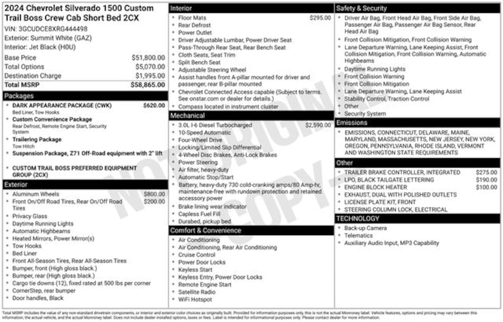 Used 2024 Chevrolet Silverado 1500 Custom Trail Boss Truck