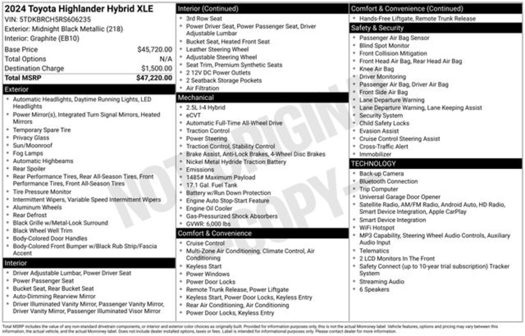 Used 2024 Toyota Highlander Hybrid XLE SUV