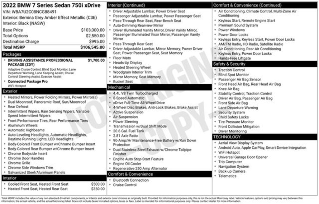 Used 2022 BMW 750i 750i xDrive Sedan