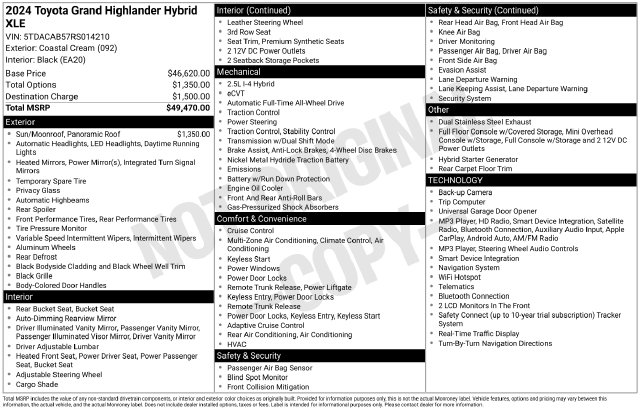 Used 2024 Toyota Grand Highlander Hybrid XLE SUV