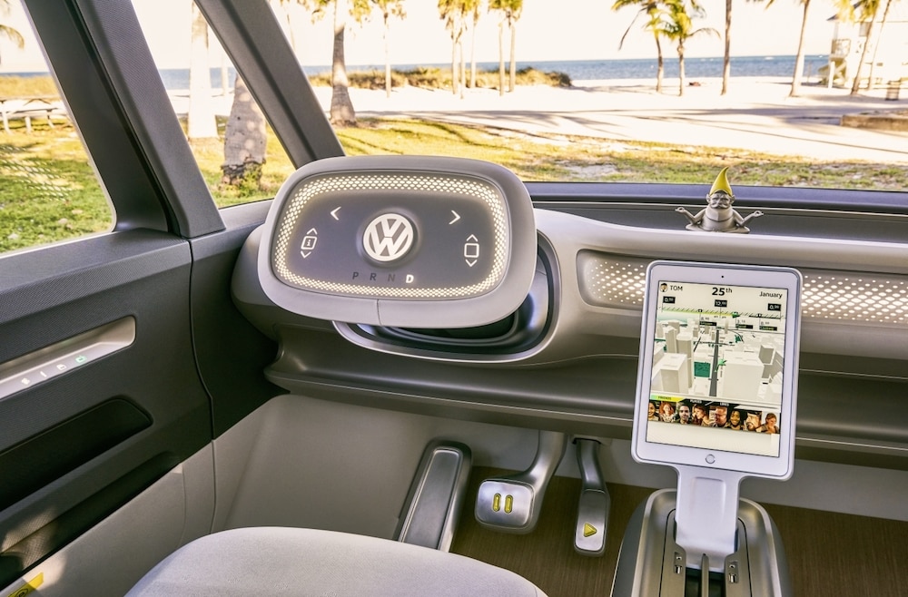 Vehicles of the Future: the ID., ID. CROZZ, and ID. BUZZ at Hanover Volkswagen  of Hanover | The steering wheel of the ID. BUZZ
