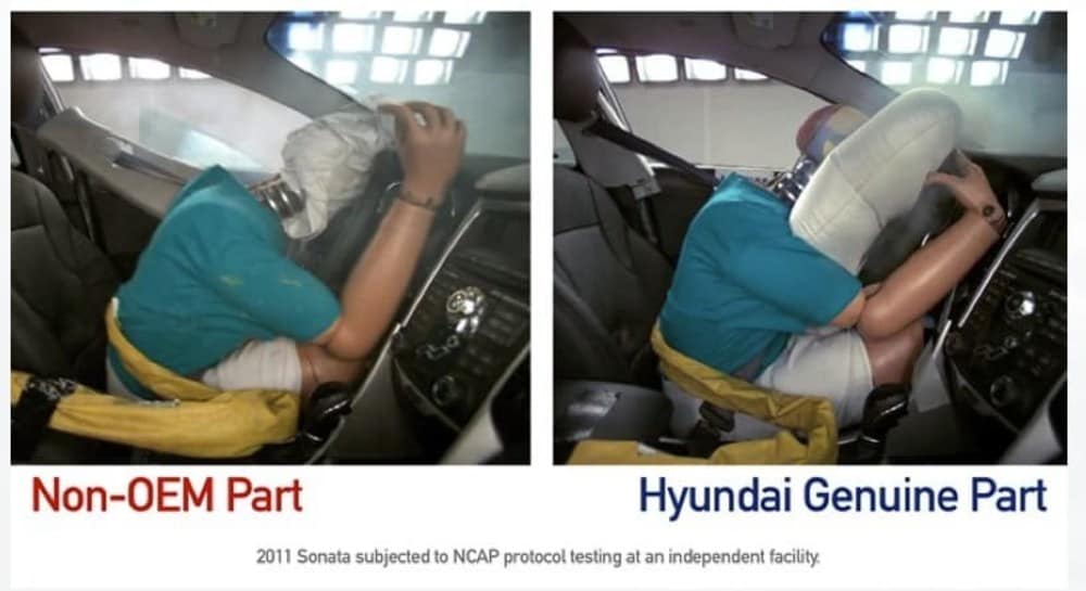 OEM Hyundai Airbag vs Counterfiet Hyundai Airbag from Hyundaiusa.com
