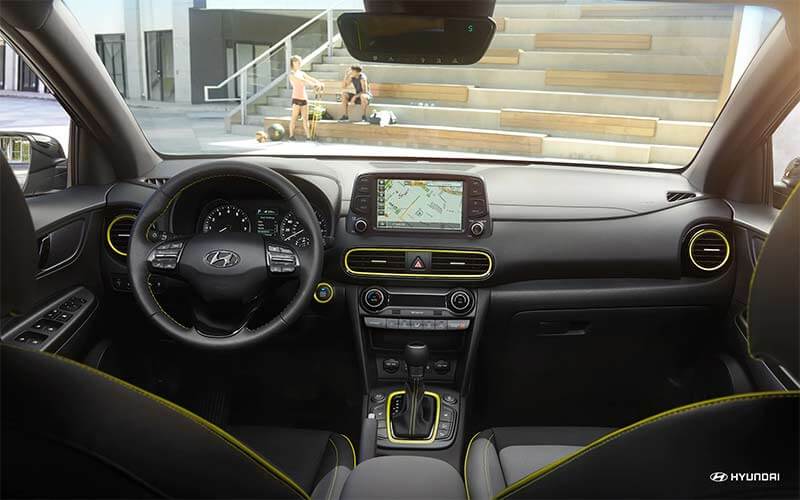 2018 Hyundai Kona with avalable black and lime interior