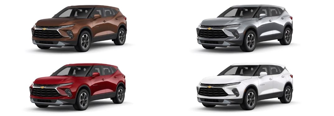 2023 Chevy Blazer Exterior Color Options Copper Bronze Metallic, Sterling Gray Metallic, Radiant Red and Iridescent Pearl