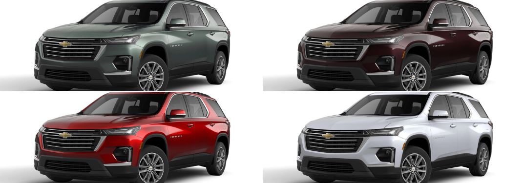 2023 Chevy Traverse Exterior Color Options - Sage, Cherry, Red and Pearl 