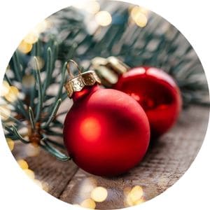 Close Up of Red Christmas Ornaments