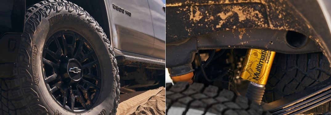 Close Up of 2024 Chevy Silverado HD ZR2 Wheels and Shocks