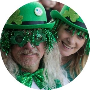 Couple Wearing Green St. Patrick's Day Hats and Glasses
