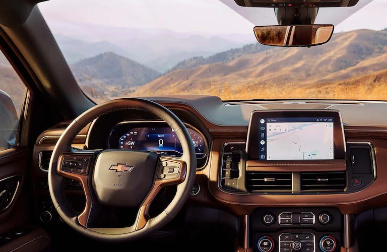 2022 Chevy Tahoe steering wheel and infotainment screen