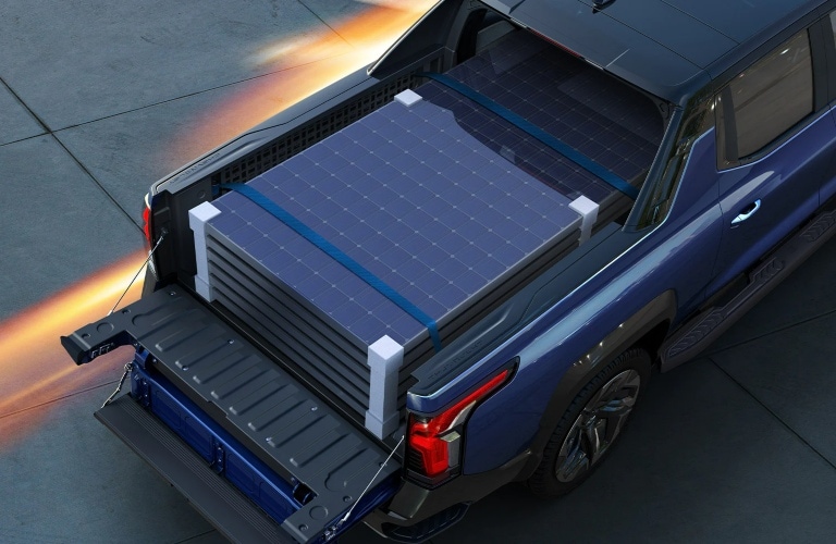 2024 Chevy Silverado EV top view with a fully-loaded bed