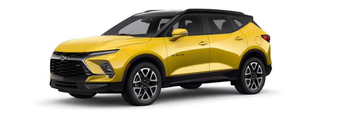 2023 Chevy Blazer Nitro Yellow Metallic Exterior with Black Roof