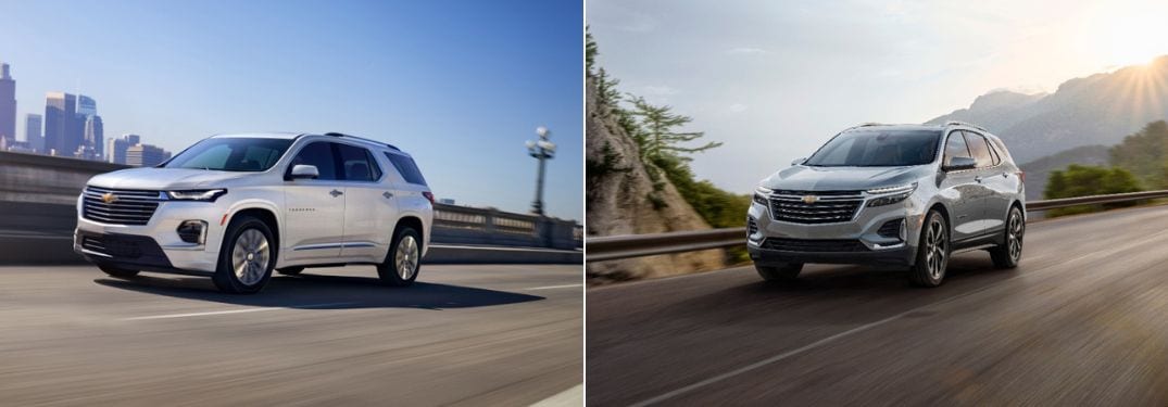Silver 2023 Chevy Traverse Front vs Silver 2023 Chevy Equinox Front