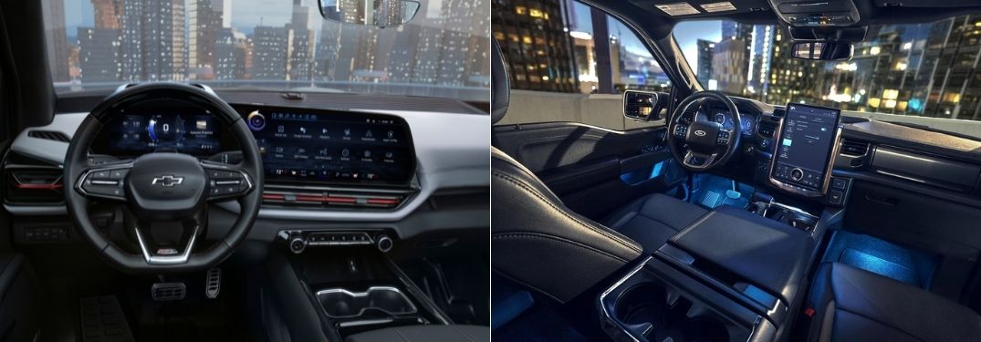 2024 Chevy Silverado EV Steering Wheel and Dashboard vs 2022 Ford F-150 Lightning Steering Wheel and Dashboard