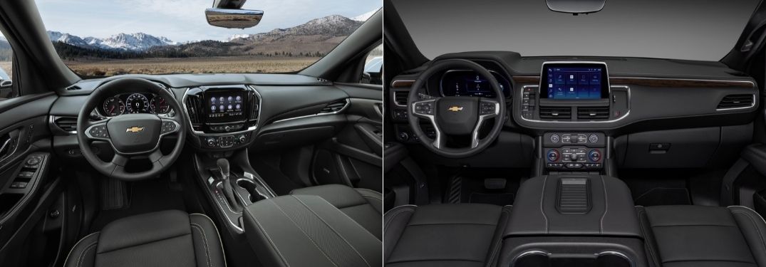 2022 Chevy Traverse Front Interior vs 2022 Chevy Tahoe Front Interior