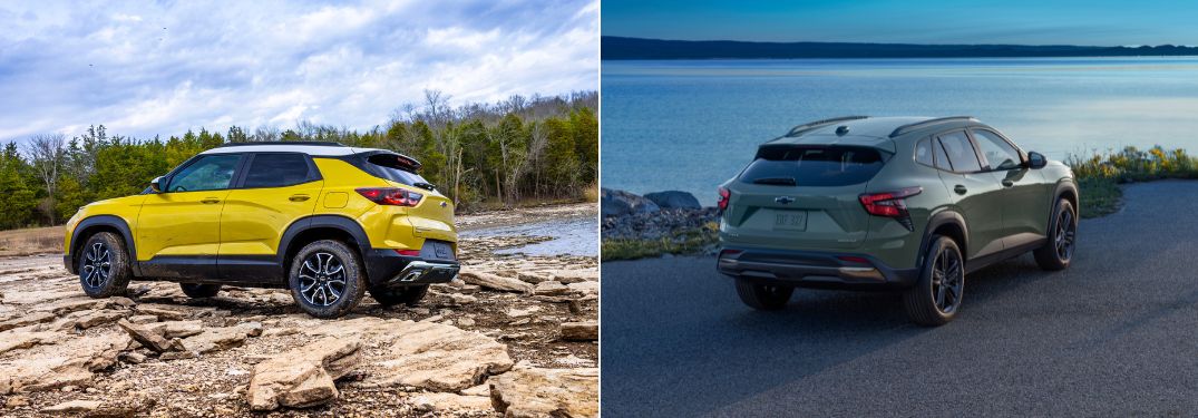 Yellow 2024 Chevy Trailblazer vs Green 2024 Chevy Trax Rear Exterior