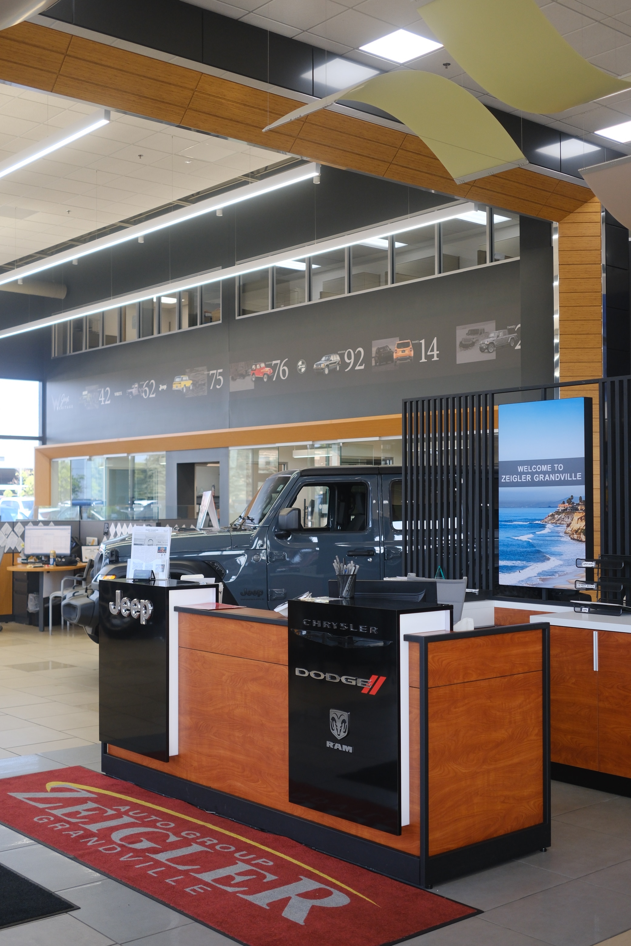The showroom at Zeigler Grandville Chrysler Dodge Jeep Ram