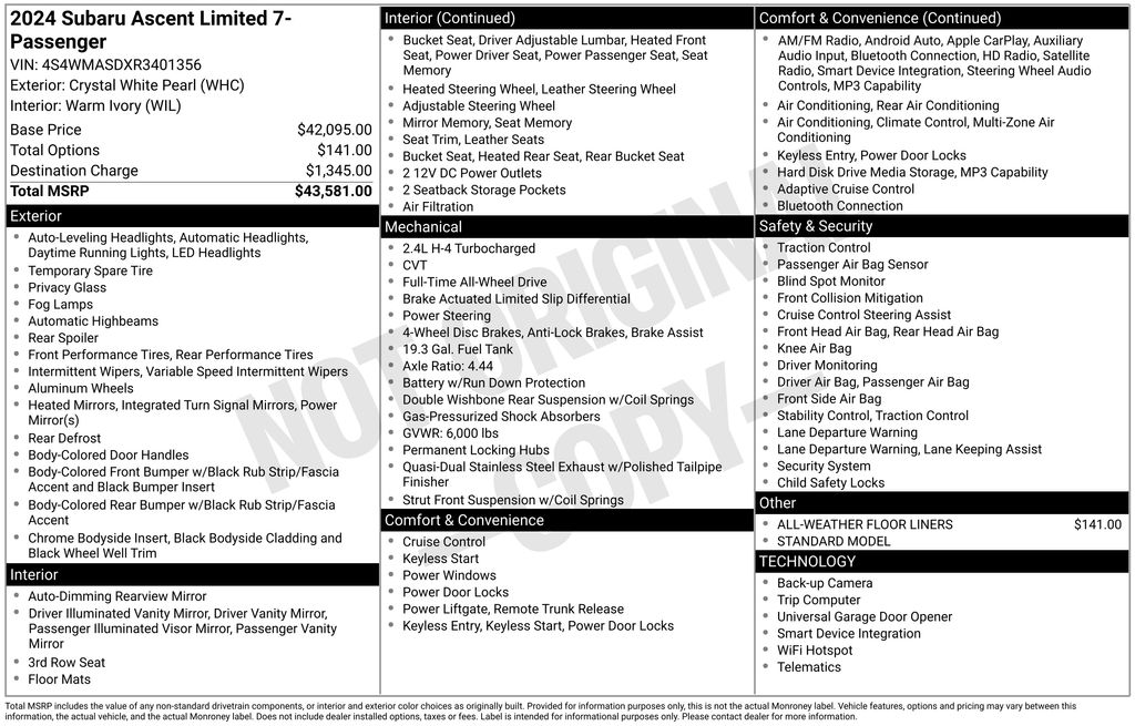 2024 SUBARU ASCENT - Image 30