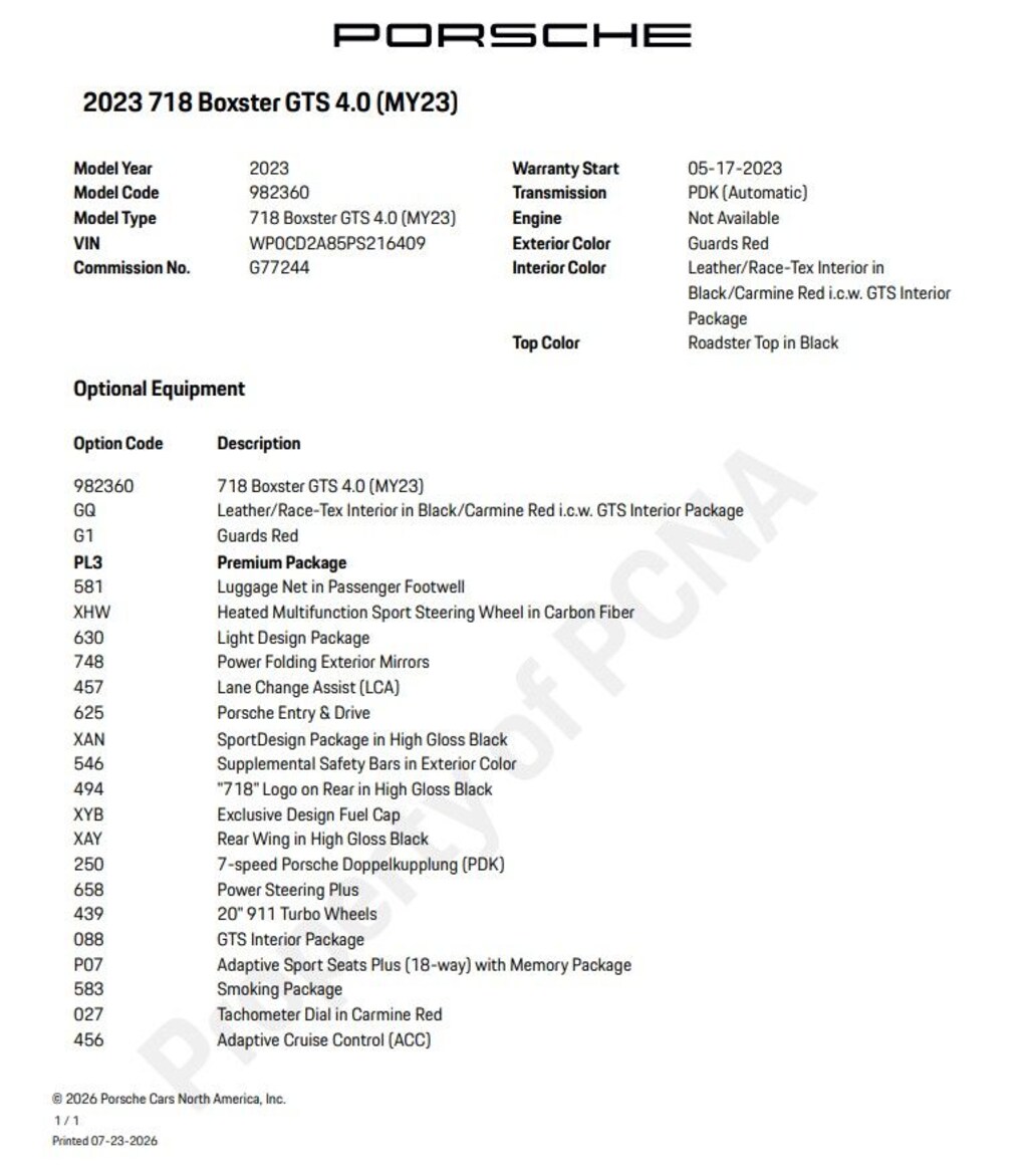 Certified 2023 Porsche 718 Boxster GTS Convertible