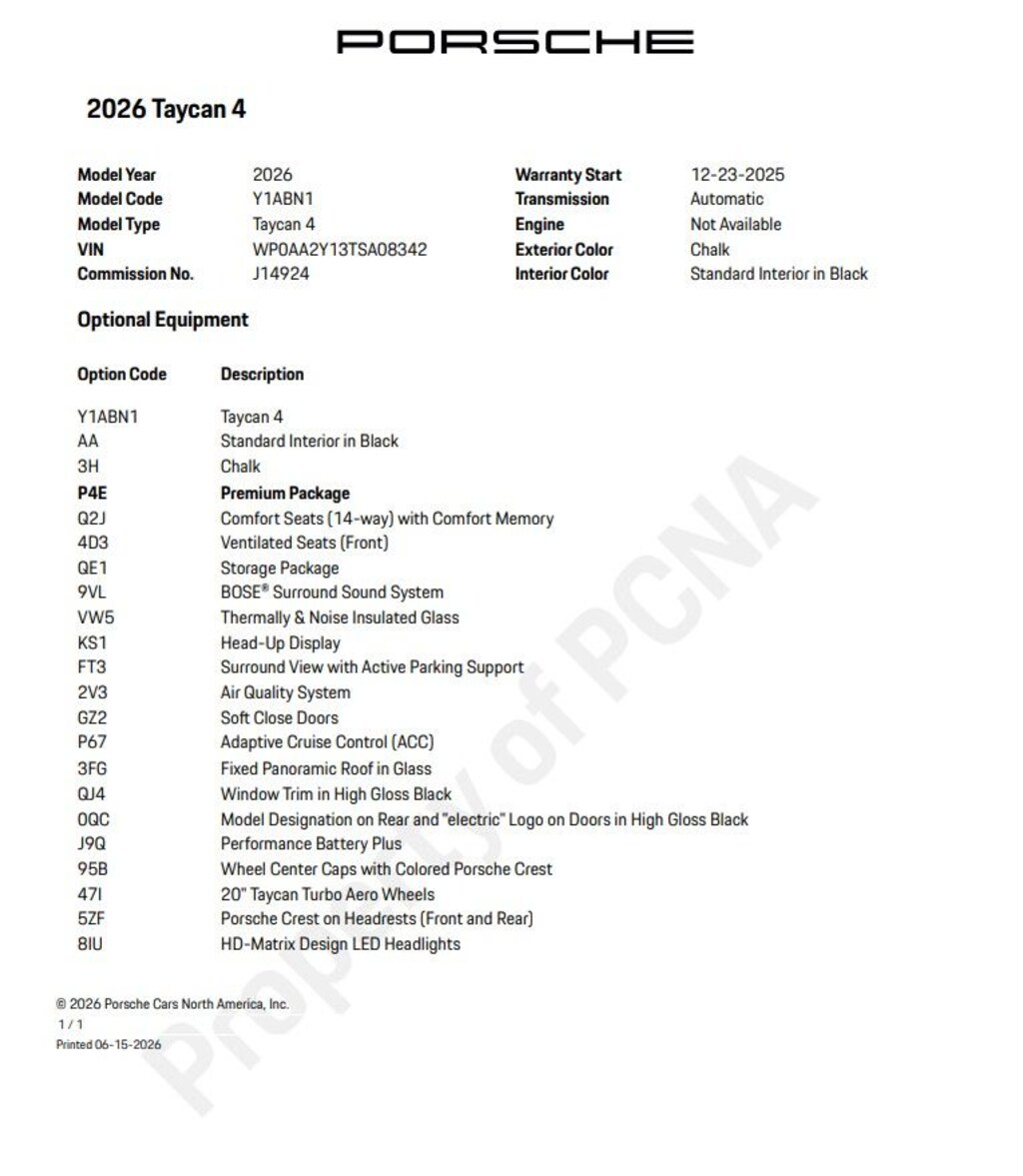 Certified 2026 Porsche Taycan 4 Sedan
