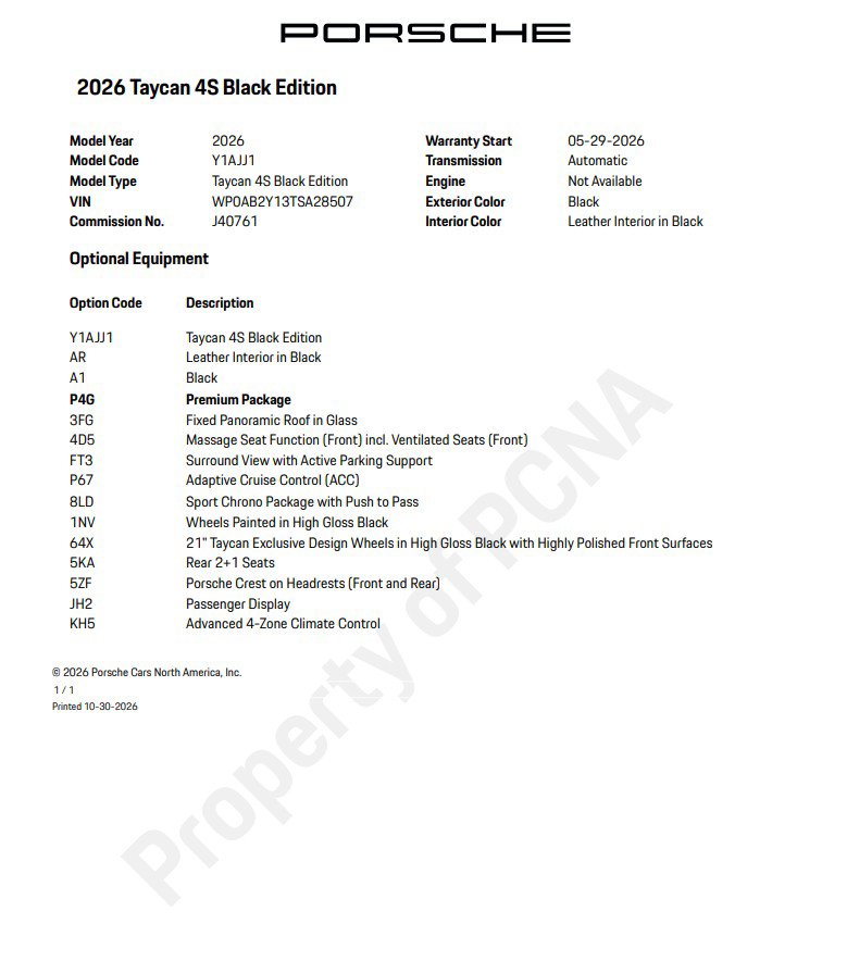 Certified 2026 Porsche Taycan 4S Sedan