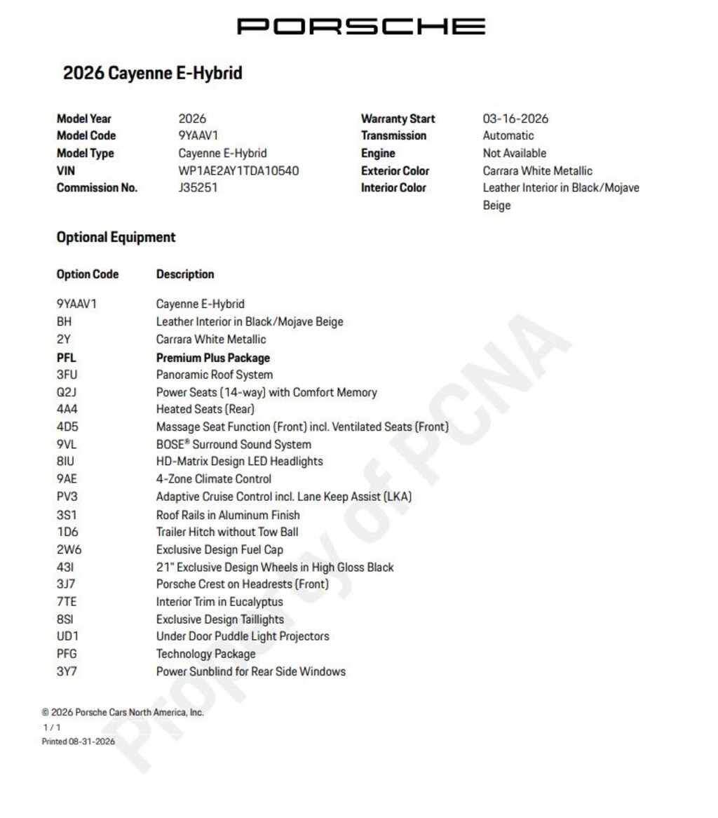 Certified 2026 Porsche Cayenne E-Hybrid SUV