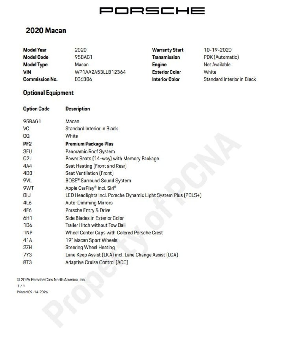 Certified 2020 Porsche Macan SUV
