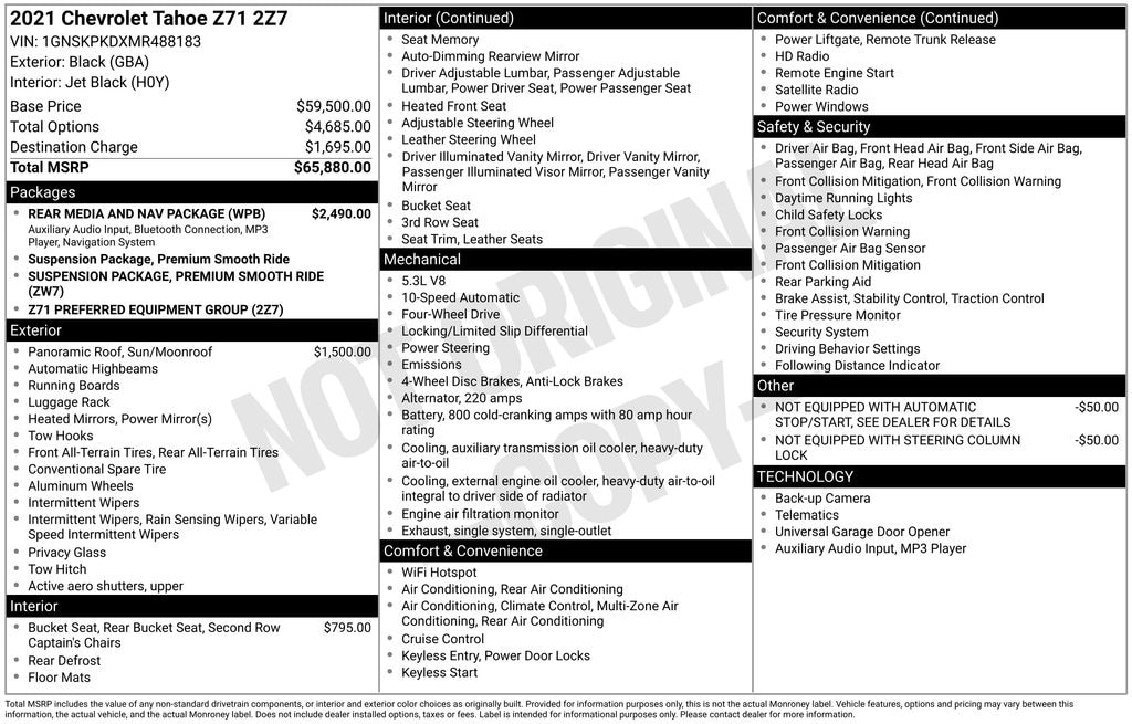 Used 2021 Chevrolet Tahoe Z71 SUV