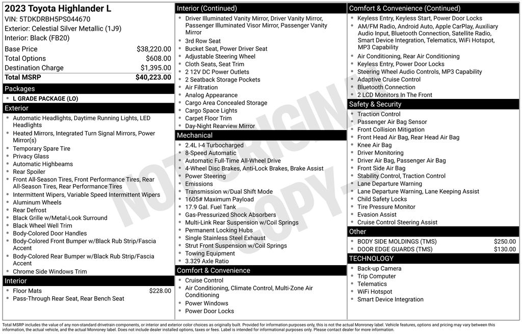 2023 Toyota Highlander L - Photo 3