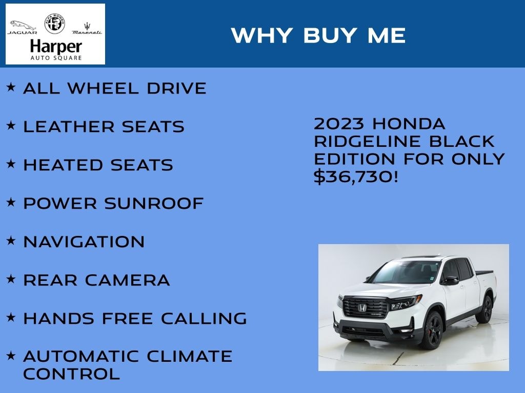 Used 2023 Honda Ridgeline Black Edition Truck Crew Cab