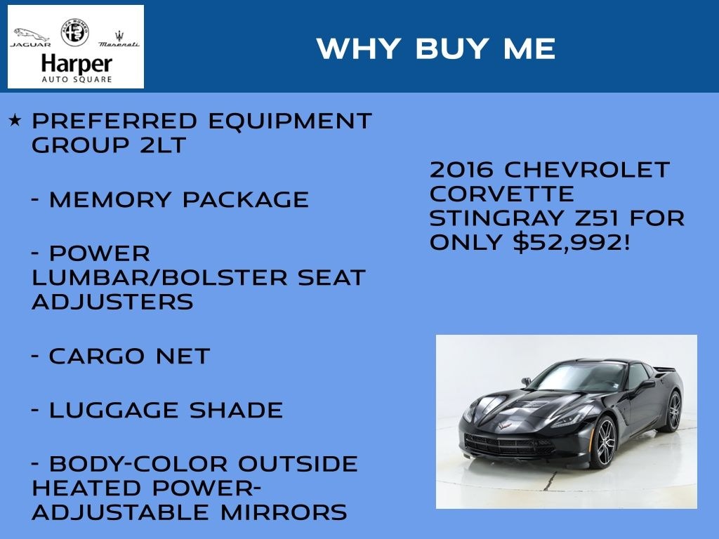 Used 2016 Chevrolet Corvette Stingray Z51 Coupe