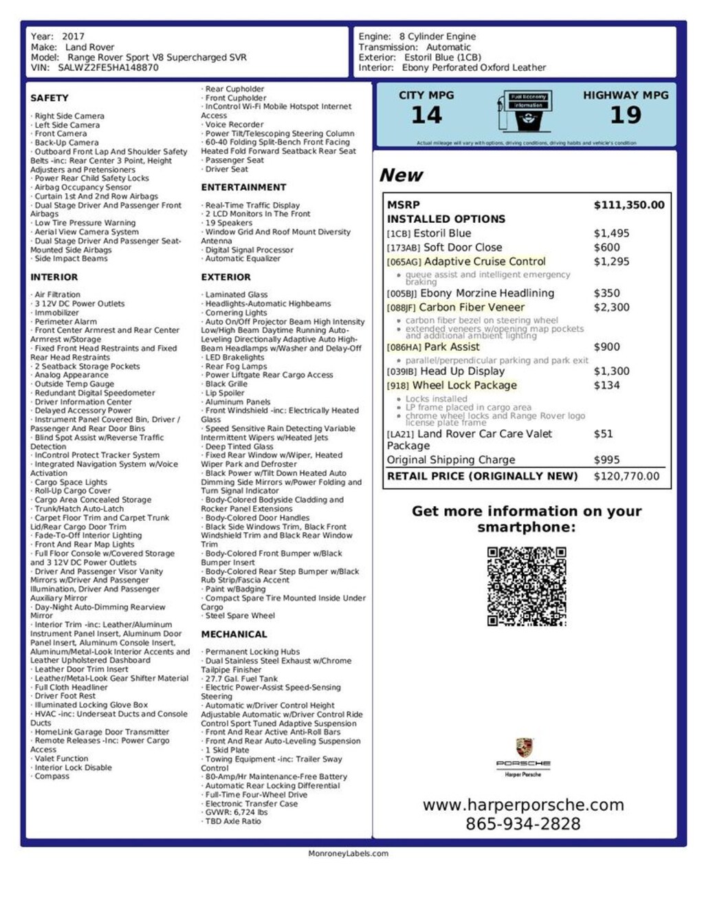 Used 2017 Land Rover Range Rover Sport 5.0L V8 Supercharged SVR SUV